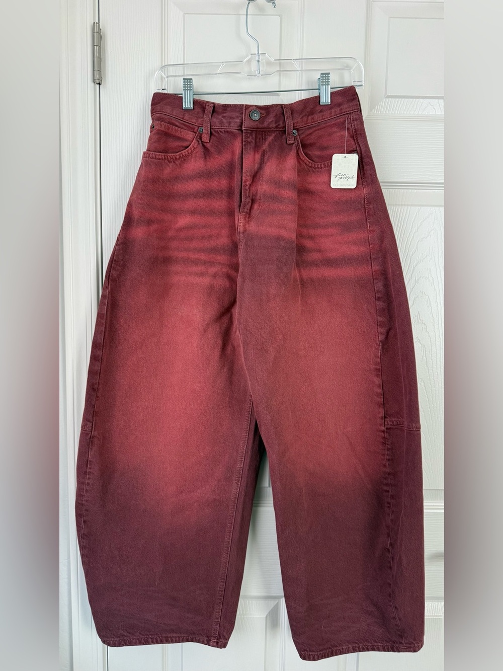 We The Free Wide-Leg Jeans in Washed Terracotta Red - Picture 3 of 8
